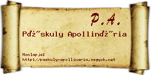 Páskuly Apollinária névjegykártya